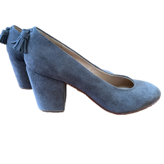 Huma Blanko Gray Suede Tassel Heels